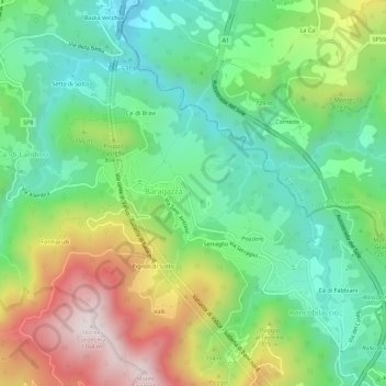 Mappa topografica Bronia, altitudine, rilievo