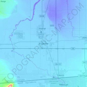 Mappa topografica El Centro, altitudine, rilievo
