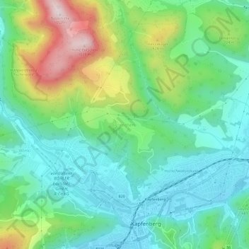 Mappa topografica Pötschen, altitudine, rilievo