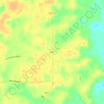 Mappa topografica Fred, altitudine, rilievo
