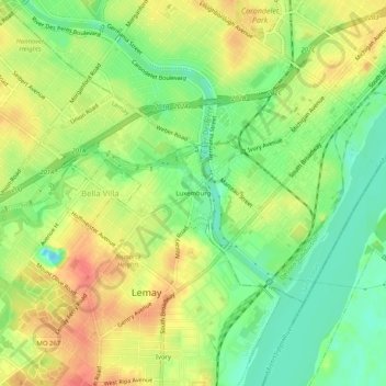 Mappa topografica Luxemburg, altitudine, rilievo