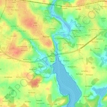 Mappa topografica Moncan, altitudine, rilievo