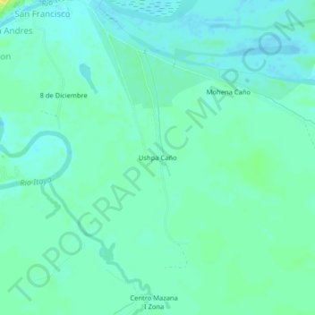 Mappa topografica Ushpa Caño, altitudine, rilievo