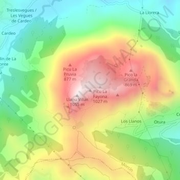 Mappa topografica Pico Cuitu Romiru, altitudine, rilievo