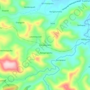 Mappa topografica Gannalaputtu, altitudine, rilievo