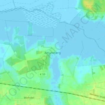 Mappa topografica Altluneberg, altitudine, rilievo
