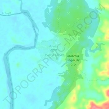 Mappa topografica Puerto Claver, altitudine, rilievo
