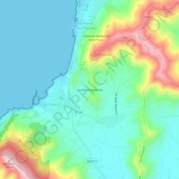 Mappa topografica Località Caprarizzo, altitudine, rilievo