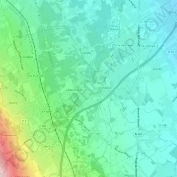 Mappa topografica Laslenaz d'en-Bas, altitudine, rilievo