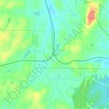 Mappa topografica Green, altitudine, rilievo