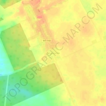 Mappa topografica Brianorte, altitudine, rilievo