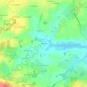 Mappa topografica Le Brossay, altitudine, rilievo