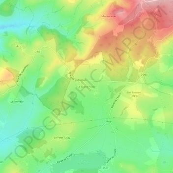 Mappa topografica Le Grand Fussy, altitudine, rilievo