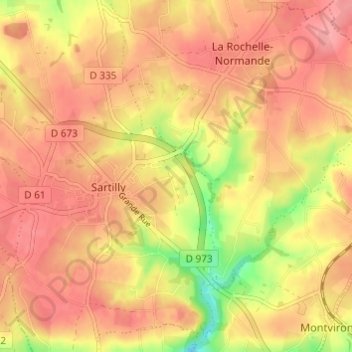 Mappa topografica Le Manoir, altitudine, rilievo