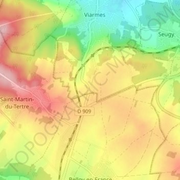 Mappa topografica L'Orme, altitudine, rilievo