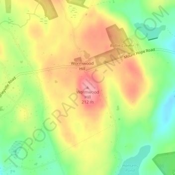 Mappa topografica Wormwood Hill, altitudine, rilievo
