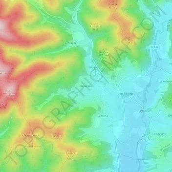 Mappa topografica Montcelin, altitudine, rilievo