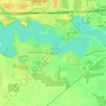 Mappa topografica Edgewater Heights, altitudine, rilievo