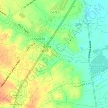 Mappa topografica Casali, altitudine, rilievo