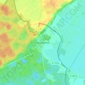 Mappa topografica Kümmernitz, altitudine, rilievo