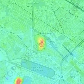 Mappa topografica Monte Stella, altitudine, rilievo