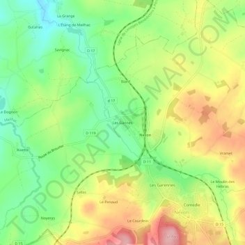 Mappa topografica Les Gannes, altitudine, rilievo