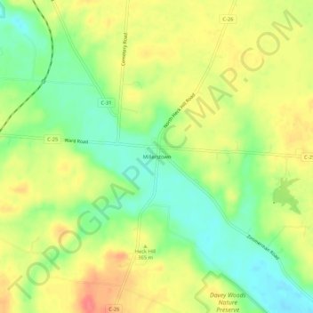 Mappa topografica Millerstown, altitudine, rilievo