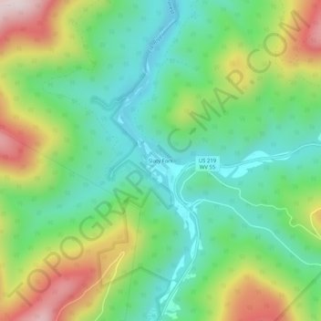 Mappa topografica Slaty Fork, altitudine, rilievo