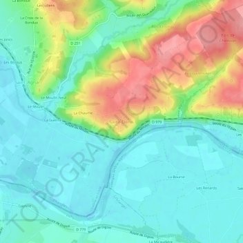 Mappa topografica Saint-Denis, altitudine, rilievo