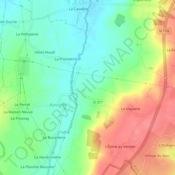 Mappa topografica La Verdelette, altitudine, rilievo