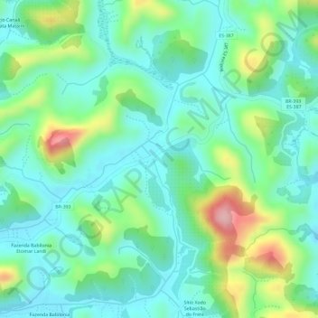 Mappa topografica Babilônia, altitudine, rilievo