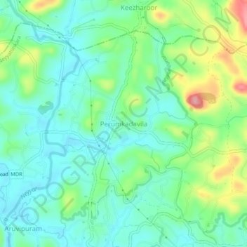 Mappa topografica Perumkadavila, altitudine, rilievo