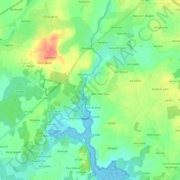 Mappa topografica Vigueah, altitudine, rilievo