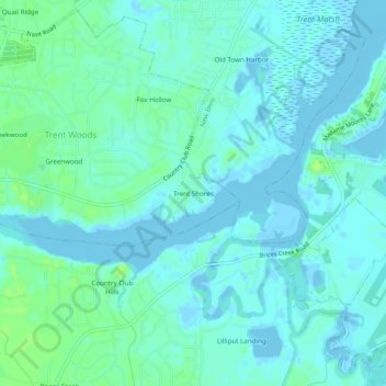 Mappa topografica Trent Shores, altitudine, rilievo