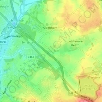 Mappa topografica Patchetts Green, altitudine, rilievo