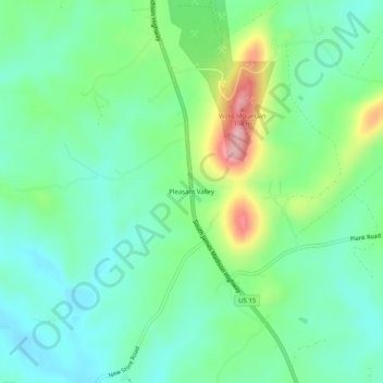 Mappa topografica Pleasant Valley, altitudine, rilievo