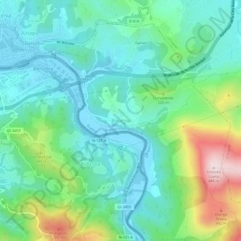 Mappa topografica Biriatou, altitudine, rilievo