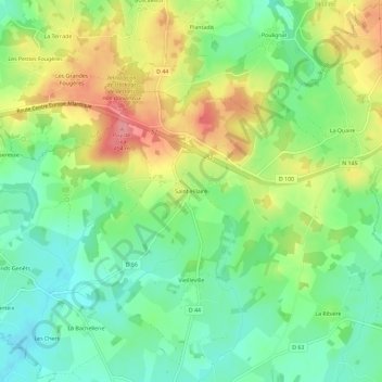 Mappa topografica Saint-Hilaire, altitudine, rilievo