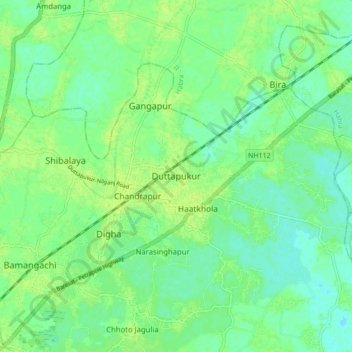 Mappa topografica Duttapukur, altitudine, rilievo