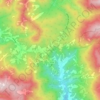 Mappa topografica Giovo Ligure, altitudine, rilievo