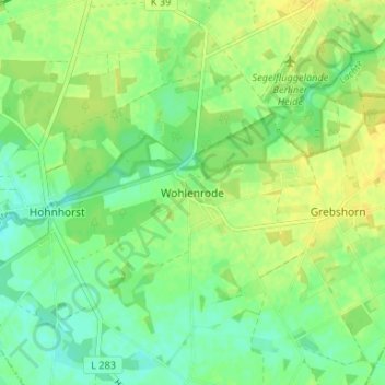 Mappa topografica Wohlenrode, altitudine, rilievo