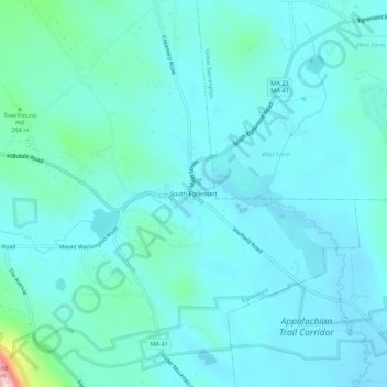 Mappa topografica South Egremont, altitudine, rilievo