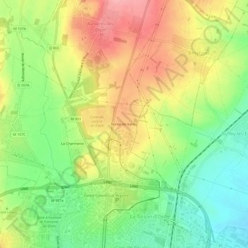 Mappa topografica Rente de Valmy, altitudine, rilievo
