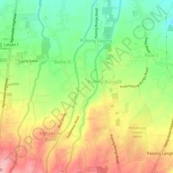 Mappa topografica Paligawan, altitudine, rilievo