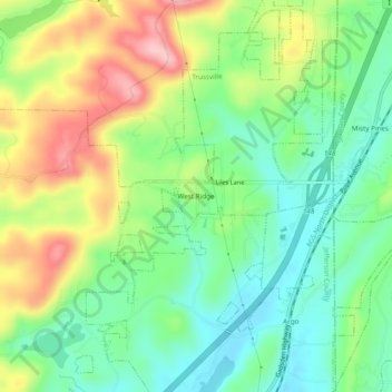 Mappa topografica West Ridge, altitudine, rilievo
