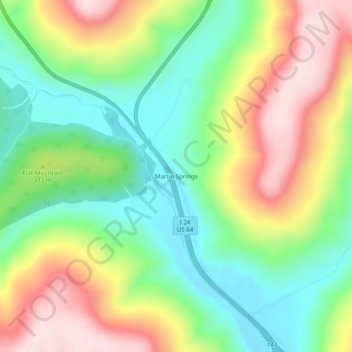 Mappa topografica Martin Springs, altitudine, rilievo