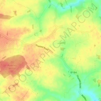 Mappa topografica Howlett End, altitudine, rilievo