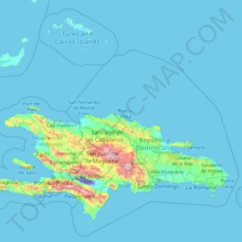 Mappa topografica Puerto Plata, altitudine, rilievo