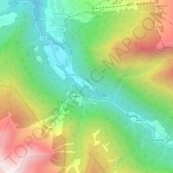 Mappa topografica Schön, altitudine, rilievo