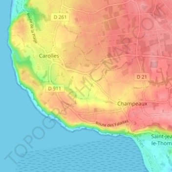 Mappa topografica La Lande, altitudine, rilievo